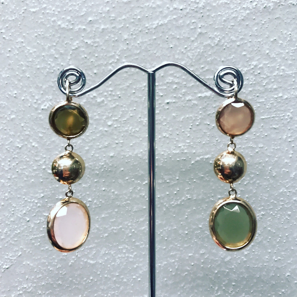 Pendant Earrings in Bronze " Drops of Quartz "