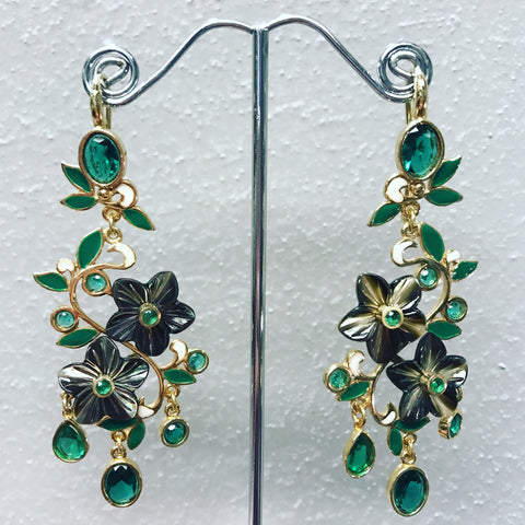 Pendant Earring " Green Leafs "