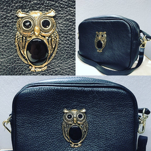 Cross Bag with " Owl in Bronze "
