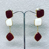 Pendant Earrings in Silver 925 " Red and White Quartz "