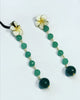 Earrings with Flowers and Green Quartz Pendant