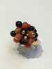 Ring with Beads of Red and Black Coral