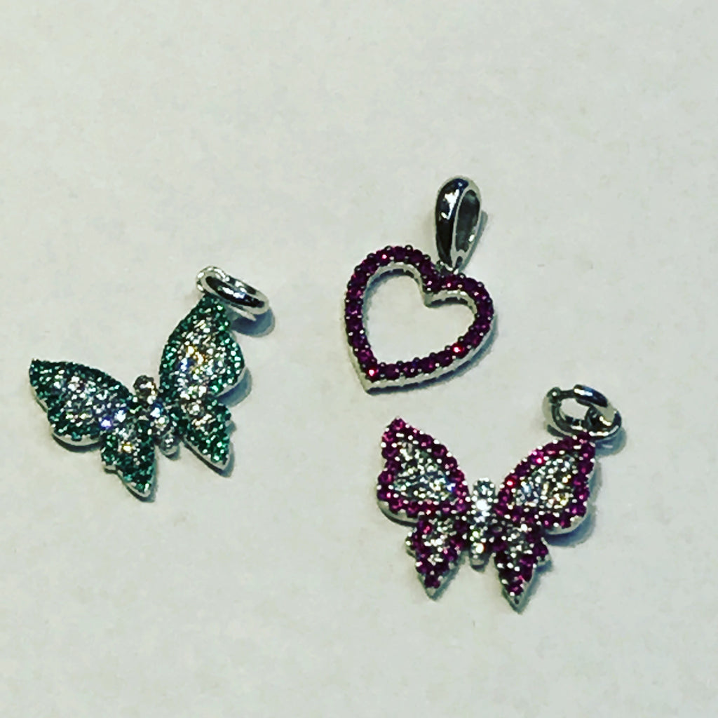 Pendants and Earrings " Butterflies and Hearts"
