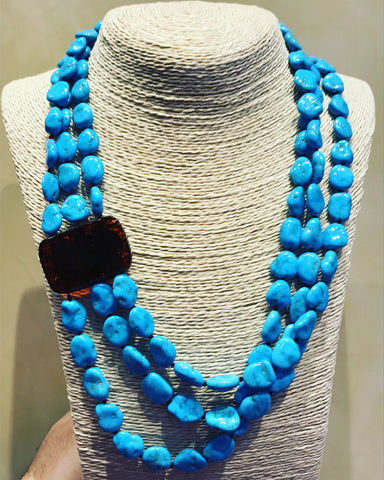 Eva Nueva Necklace with Turquoise and Amber
