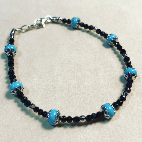 Bracelet for man " Black Diamonds and Turquoise "