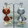 Pendant Earrings "The Cat and the Fish "