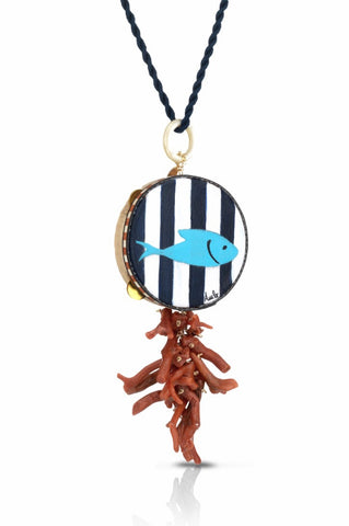 Amle' pendant - Blue fish with Coral -