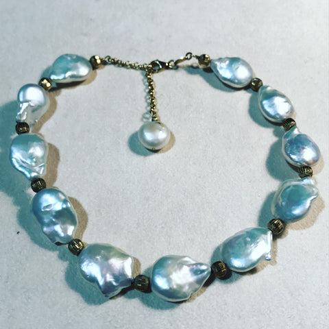 Necklace with Oval Pearls