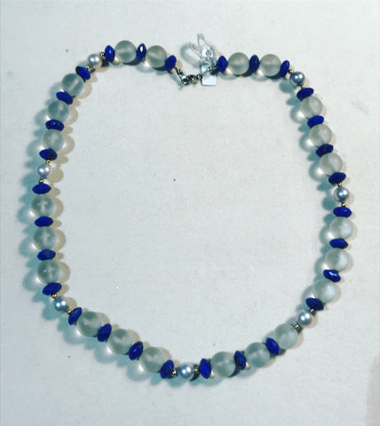 Necklace with Quartz and Discs of Lapis