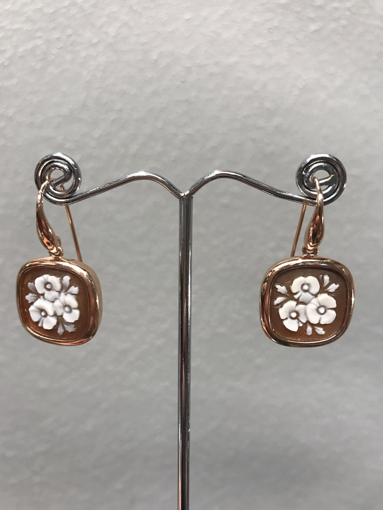 Pendant Earrings with Cameo " Flowers"