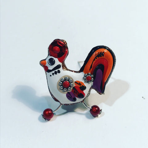 Brooch with Multi Colour Polishes " Chicken "