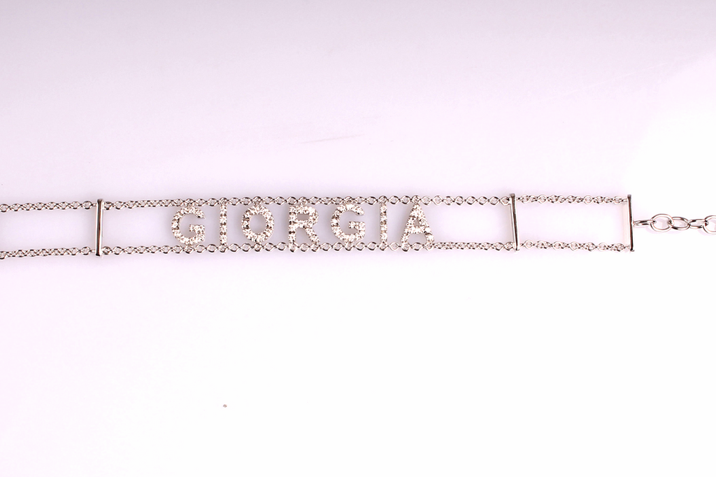 Bracelet in White/Rose/Yellow Gold and Name in the Center