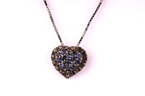 " Heart " with Pavè of Sapphires and Black Diamonds