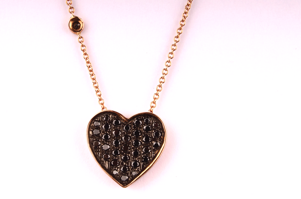 " Heart " in rose Gold and Pavè of Black Diamonds