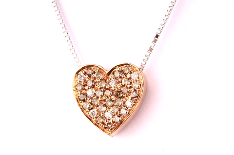 Heart in Rose Gold in White and Brown Diamonds