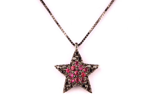 Star With Black Gold And Pink Sapphires