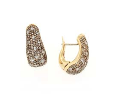" Brown and White Pave' Earrings "
